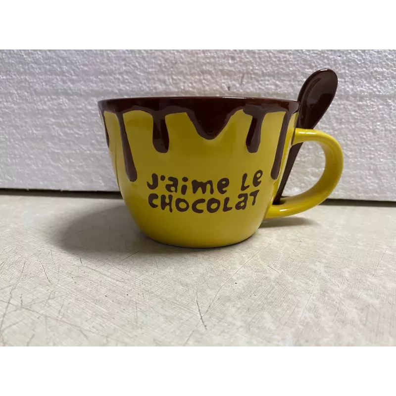TASSE J'AIME LE CHOCOLAT AVEC SA CUILLERE 45CL TASSE J'AIME LE CHOCOLAT AVEC SA CUILLERE 45CL