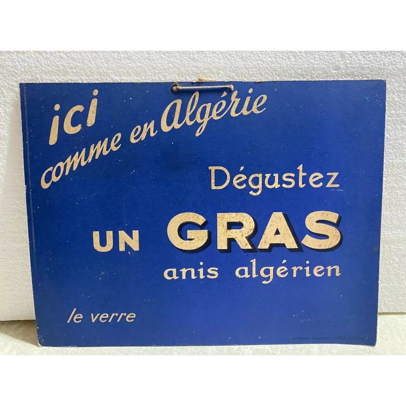 CARTON DEGUSTEZ UN GRAS ANIS ALGERIEN 33CM X25CM CARTON DEGUSTEZ UN GRAS ANIS ALGERIEN 33CM X25CM