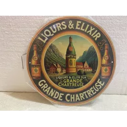 TOLE LIQUEUR & ELIXIR  LA GRANDE  CHARTREUSE  DIAMETRE  19.70CM