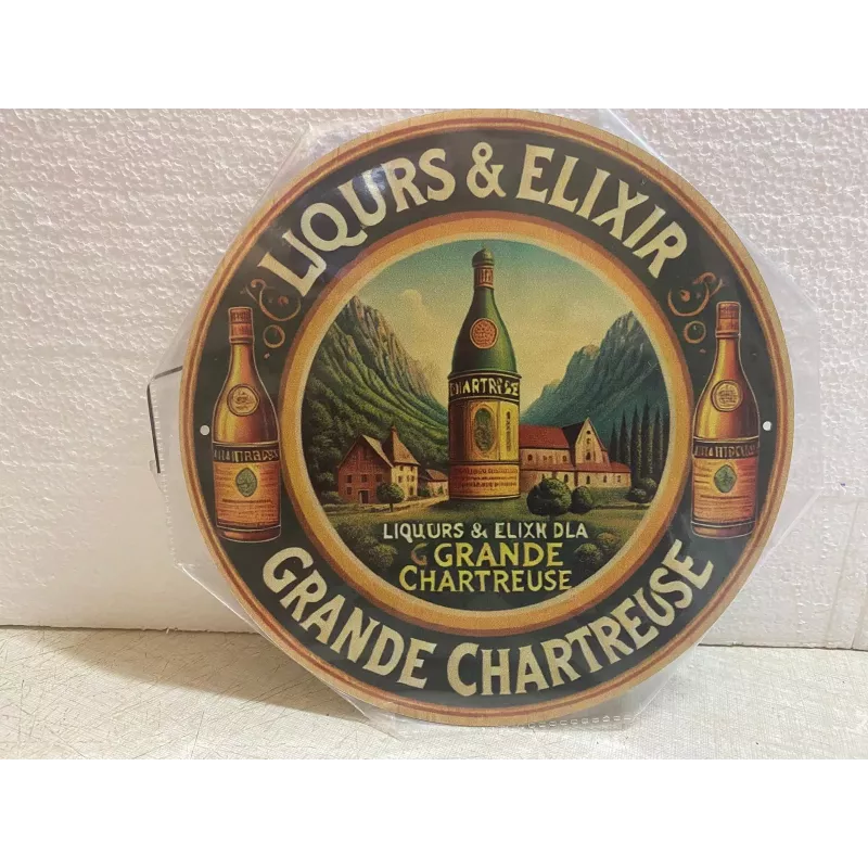 TOLE LIQUEUR & ELIXIR LA GRANDE CHARTREUSE DIAMETRE 19.70CM TOLE LIQUEUR & ELIXIR LA GRANDE CHARTREUSE DIAMETRE 19.70CM
