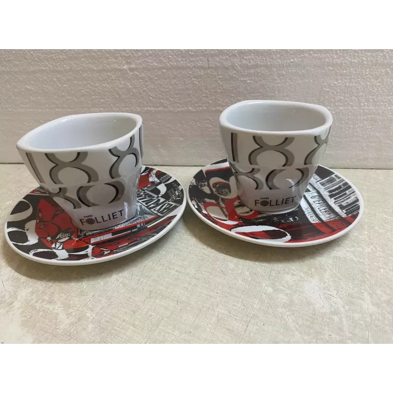 Set de 6 tasses à café + soucoupes Cafés Folliet / Bistrot