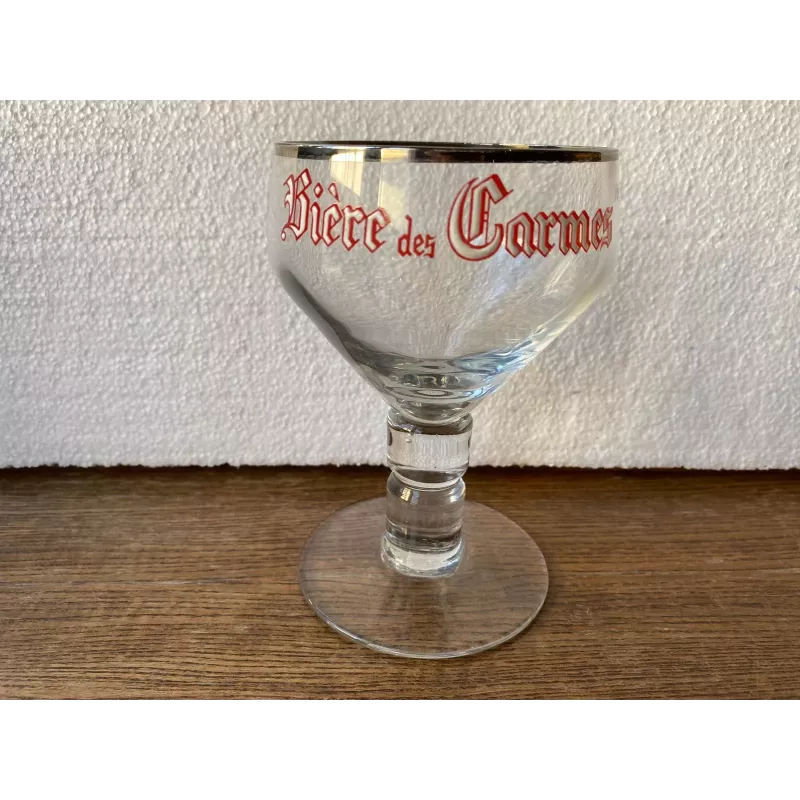 VERRE EMAILLE  BIERE DES CARMES 25CL HT 14.20CM
