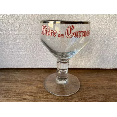 VERRE EMAILLE  BIERE DES CARMES 25CL HT 14.20CM