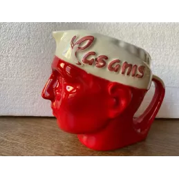 PICHET CASANIS  ROUGE BANDEAU BLANC  ECRITURE ROUGE