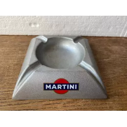 CENDRIER  MARTINI EN ACIER BROSSE  14.20CM X14.20CM