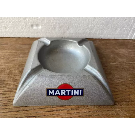 CENDRIER  MARTINI EN ACIER BROSSE  14.20CM X14.20CM