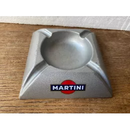 CENDRIER  MARTINI EN ACIER BROSSE  14.20CM X14.20CM