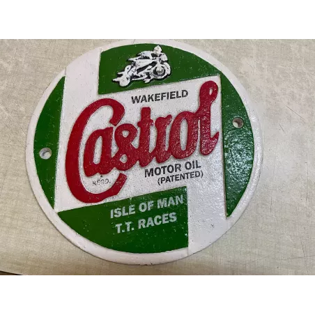 PLAQUE CASTROL EN FONTE  DIAMETRE 23CM