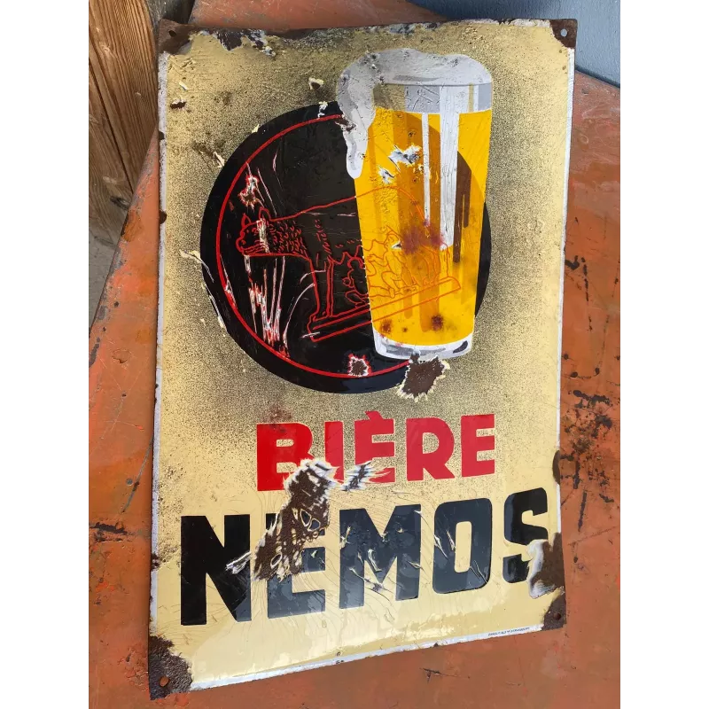 PLAQUE EMAILLEE BIERE NEMOS  60CM X40CM