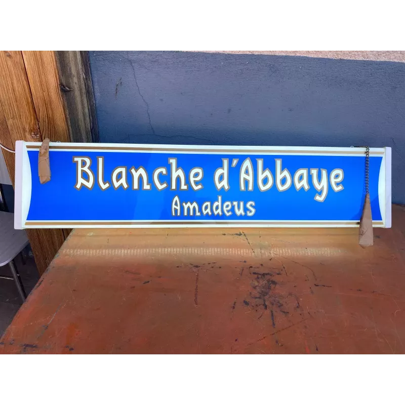 ENSEIGNE   BLANCHE D'ABBAYE AMADEUS  92.50CM X 20CM X11.50CM