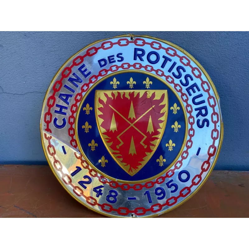 TOLE CHAINE DES ROTISSEURS 1248 /1950 DIAMETRE 38CM TOLE CHAINE DES ROTISSEURS 1248 /1950 DIAMETRE 38CM
