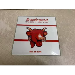 DESSOUS DE PLAT  VACHE QUI RIT  EN VERRE  LISSE 20CM X20CM