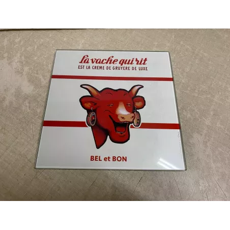 DESSOUS DE PLAT  VACHE QUI RIT  EN VERRE  LISSE 20CM X20CM
