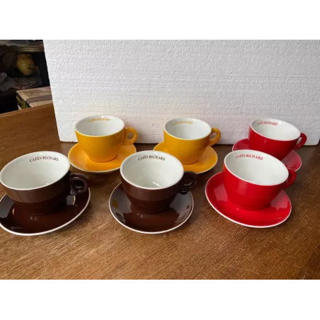 6 TASSES A CHOCOLAT RICHARD 25CL 3 COULEURS