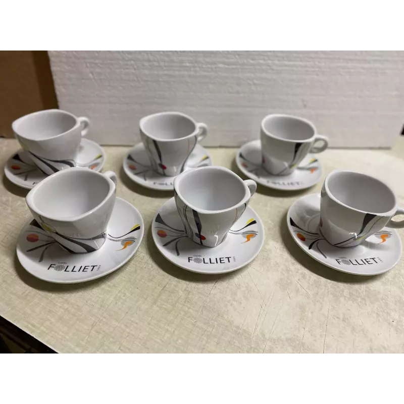 6 TASSES CHOCOLAT FOLLIET  COLLECTION 2017  3 MOTIFS