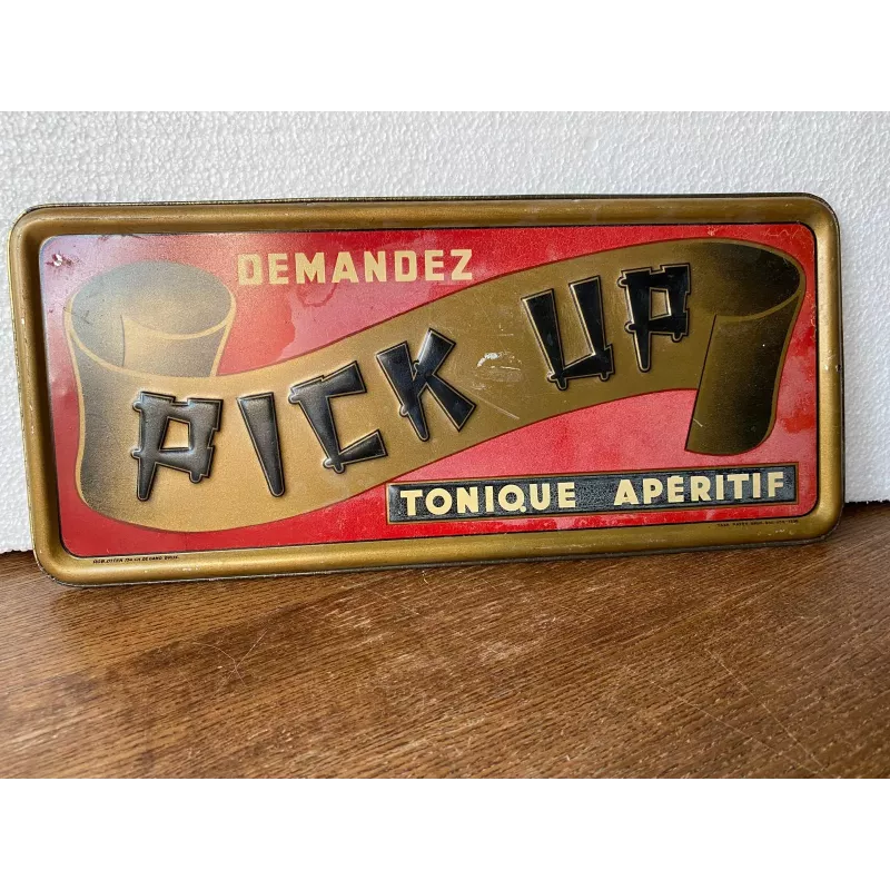 TOLE LITHO DEMANDEZ UN TONIQUE APERITIF 36CMX16CM