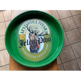 PLATEAU EN TOLE    JELEN PIVO  DIAMETRE 34CM REBORD 4.70CM