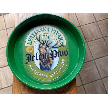 PLATEAU EN TOLE    JELEN PIVO  DIAMETRE 34CM REBORD 4.70CM