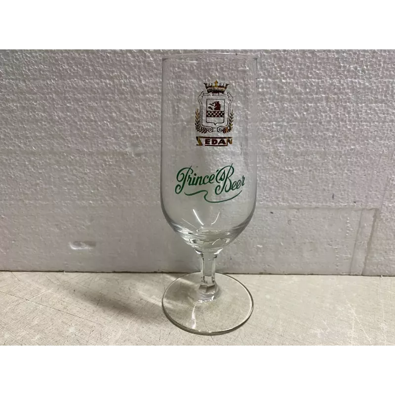 1 VERRE  SEDAN  PRINCE'S BEER 25CL HT 17.40CM  ECRITURE VERTE