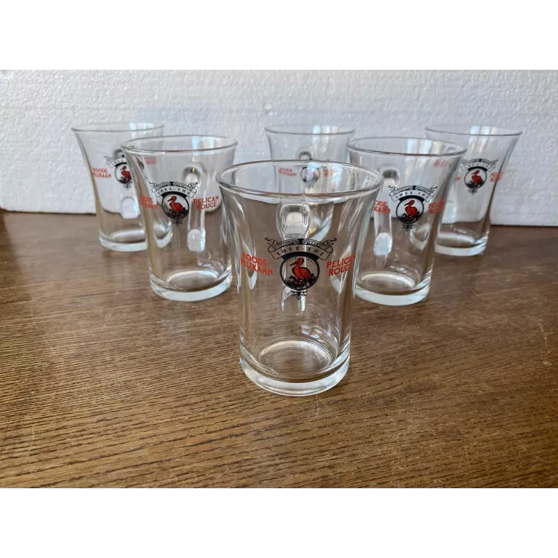 6 TASSES  A THE  PELICAN  ROUGE  20/25CL