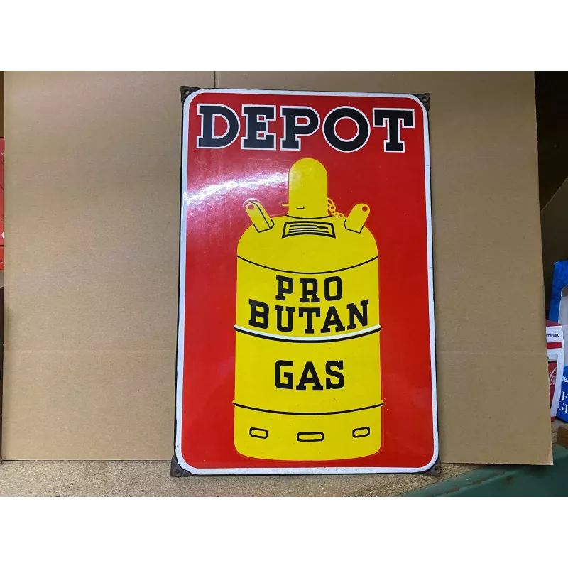 PLAQUE EMAILLEE  DEPOT  PRO BUTAN  GAS  44CM X30CM