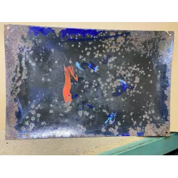 PLAQUE EMAILLEE  BOMBEE ENGELHARDT  50CM X33CM