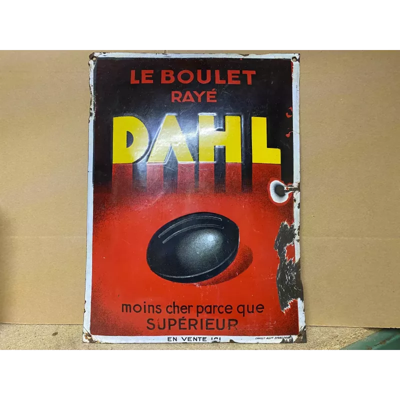 PLAQUE EMAILLEE  BOMBEE  LE BOULET RAYE  DAHL  40CM X30CM