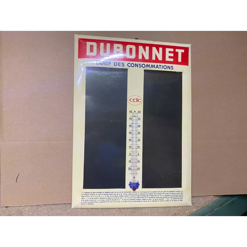 THERMOMETRE  DUBONNET  TARIF DES CONSOMMATIONS