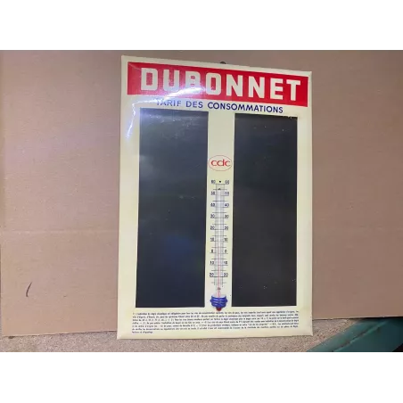 THERMOMETRE  DUBONNET  TARIF DES CONSOMMATIONS