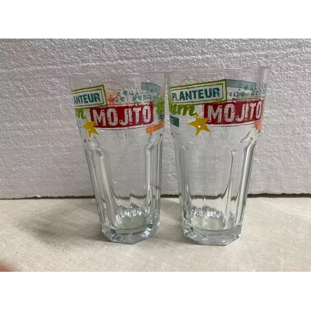 2 VERRES RHUM PLANTEUR  50CL HT 16CM