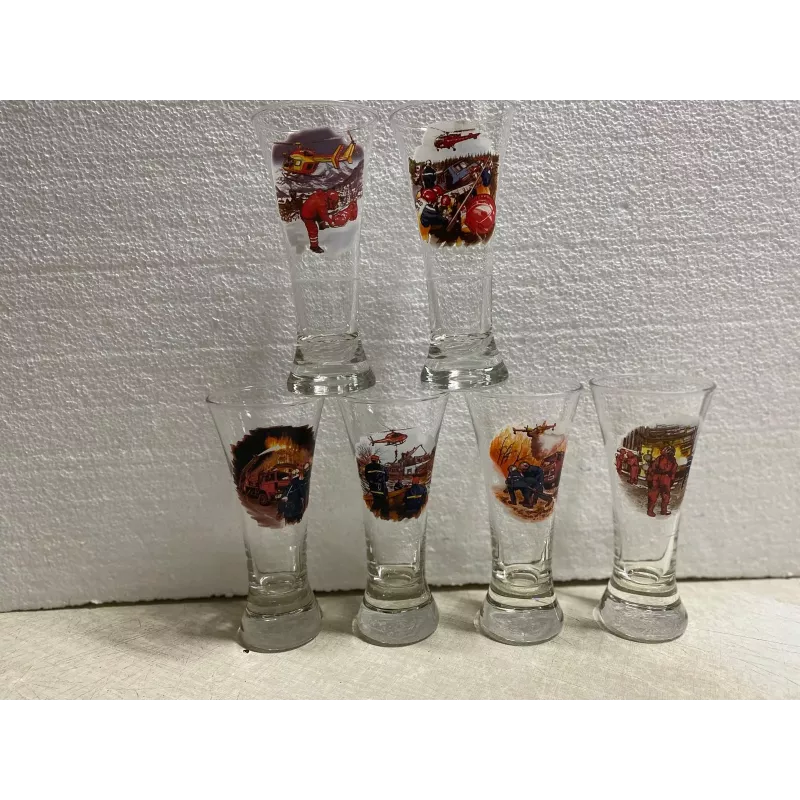 6  VERRES PASTIS POMPIER HT 15CM