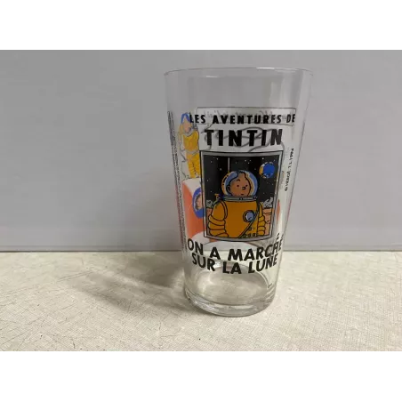 1 VERRE TINTIN  ON A MARCHE SUR LA LUNE HT 11.50CM