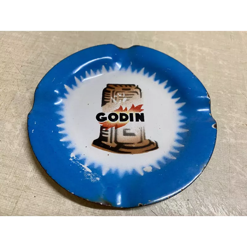 CENDRIER EMAILLE  GODIN  DIAMETRE 12CM