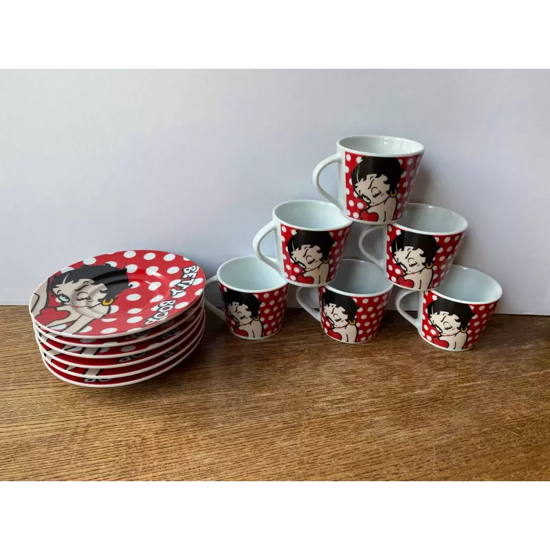 6 TASSES A CAFE  BETTY BOOP  +6 SOUS TASSES