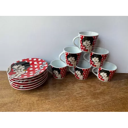 6 TASSES A CAFE  BETTY BOOP  +6 SOUS TASSES