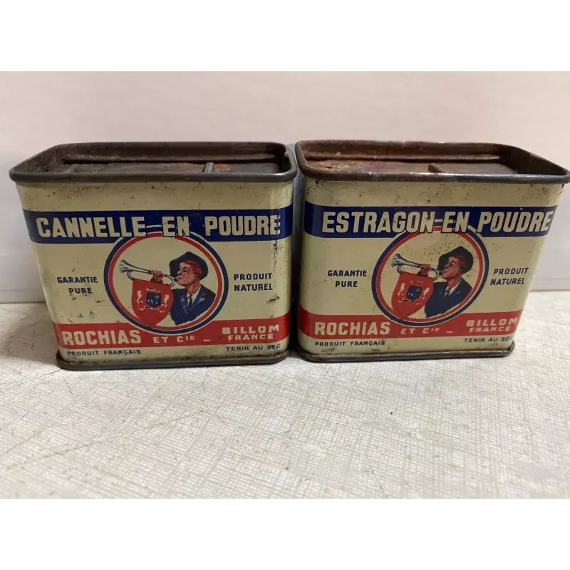 DEUX BOITES  CANNELLE EN POUDRE /ESTRAGON EN POUDRE 6CM X3.20CM X4.20CM