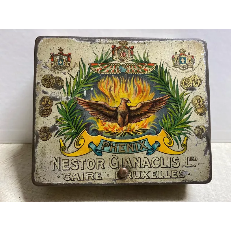 BOITE CIGARETTES  PHENIX NESTOR GIANACLIS  14CM X12CM X3.50CM