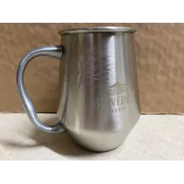 6 MUGS VODKA  BELVEDERE  EN INOX HT.10.80CM