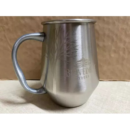 6 MUGS VODKA  BELVEDERE  EN INOX HT.10.80CM