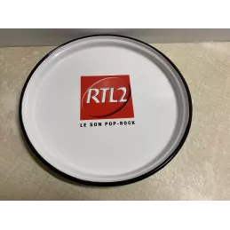 PLATEAU EMAILLE  RTL 2  LE SON POP-ROCK  DIAMETRE 29CM