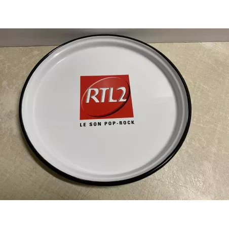 PLATEAU EMAILLE  RTL 2  LE SON POP-ROCK  DIAMETRE 29CM