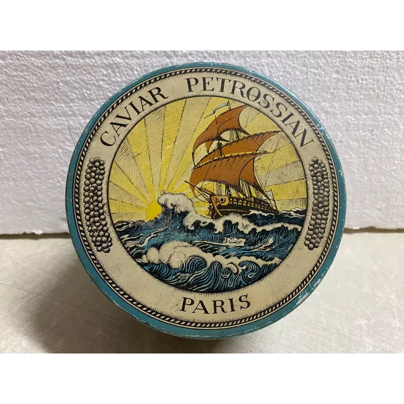 1 BOITE CAVIAR  PETROSSIAN   PARIS  DIAMETRE 14CM HT.6.50CM