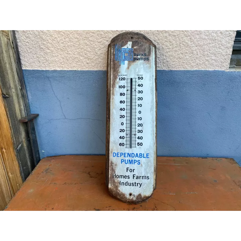 THERMOMETRE  EN TOLE  DEPENDALE PUMPS 69CM X20CM