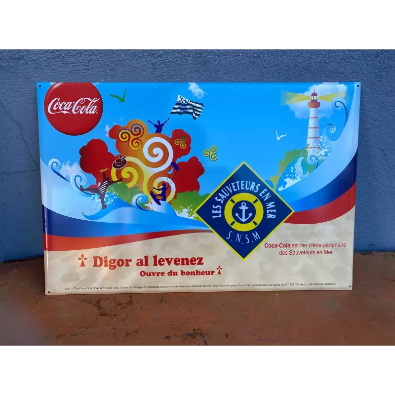 TOLE COCA-COLA   LES SAUVETEURS EN MER   60CM X40CM