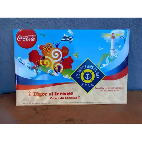 TOLE COCA-COLA   LES SAUVETEURS EN MER   60CM X40CM