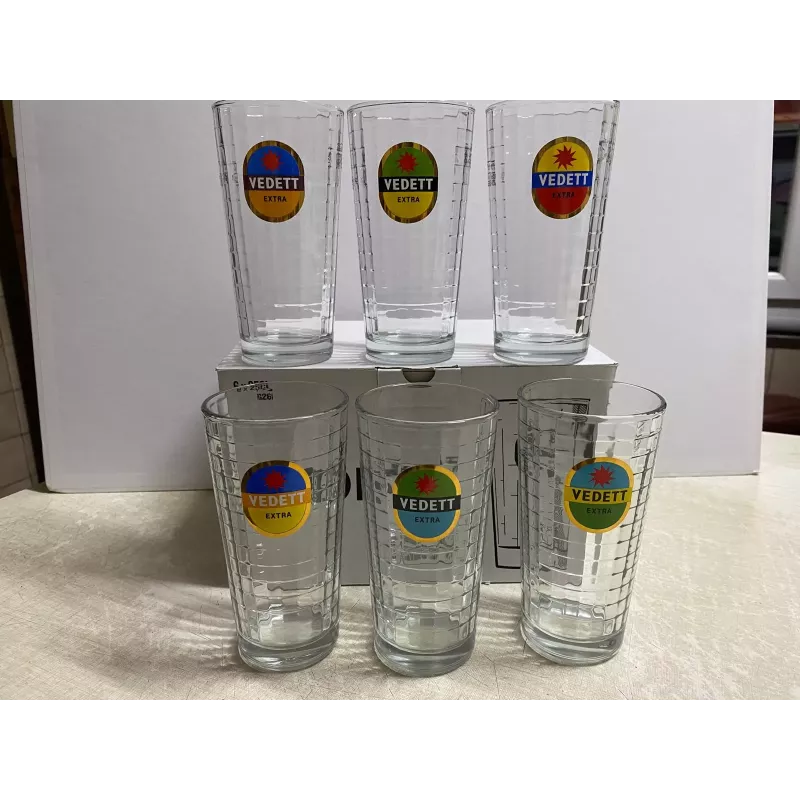 6 VERRES VEDETT 25CL HT 14.50CM