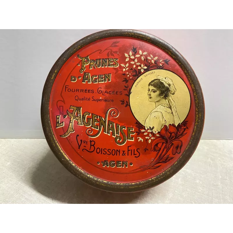 BOITE PRUNES  D'AGEN   DIAMETRE 17.30CM HT.6.50CM