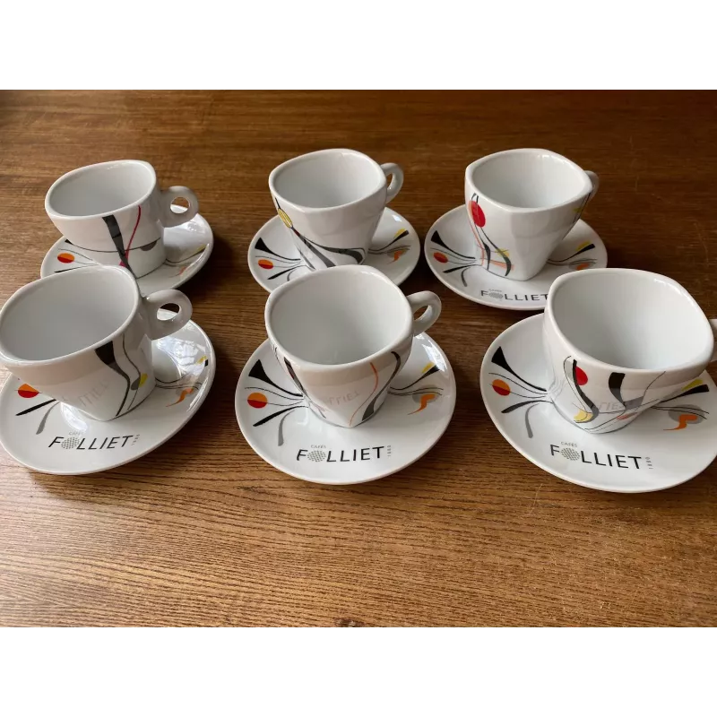 6 TASSES A CHOCOLAT FOLLIET +6 SOUS TASSES  2015/2017