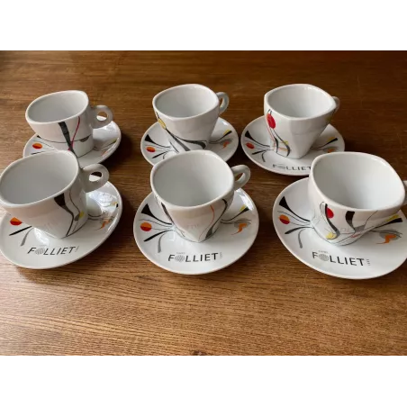 6 TASSES A CHOCOLAT FOLLIET +6 SOUS TASSES  2015/2017