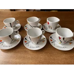 6 TASSES A CHOCOLAT FOLLIET +6 SOUS TASSES  2015/2017